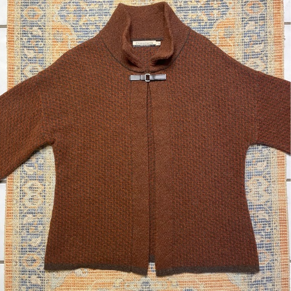 VTG Chiaramente Small Cape/Cardigan Wool Blend Orange/Red/Gray - Picture 4 of 11
